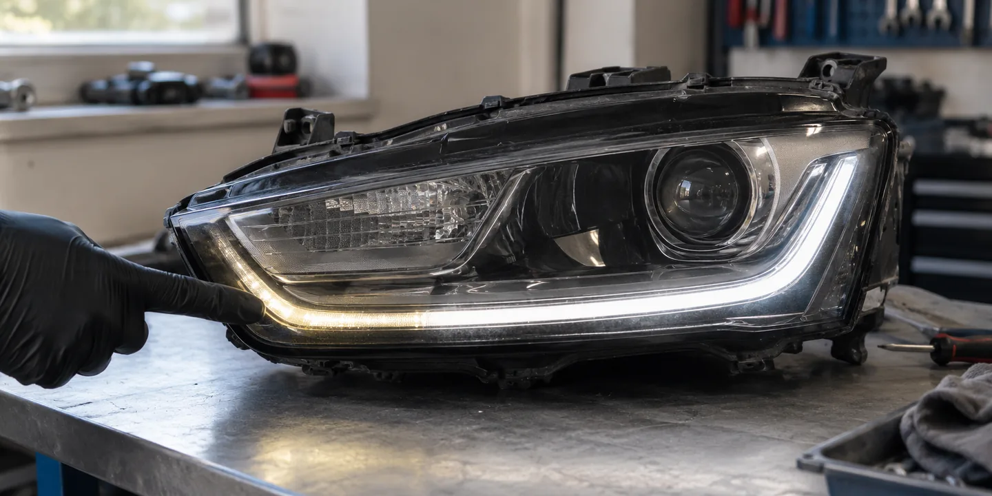 Ausgebauter Scheinwerfer des Audi A4 B8: Tagfahrlicht nur noch teilweise hell