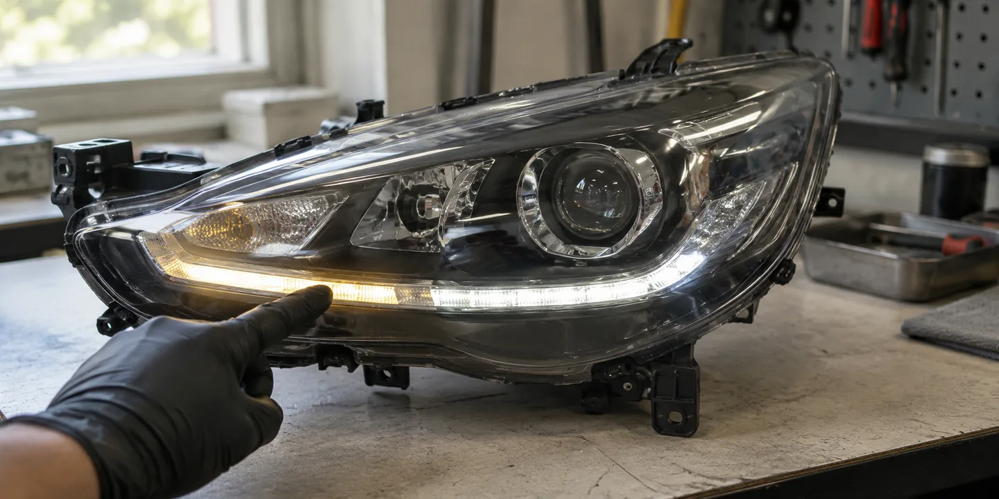 Ausgebauter Scheinwerfer des Mazda CX-5: Tagfahrlicht nur noch teilweise hell