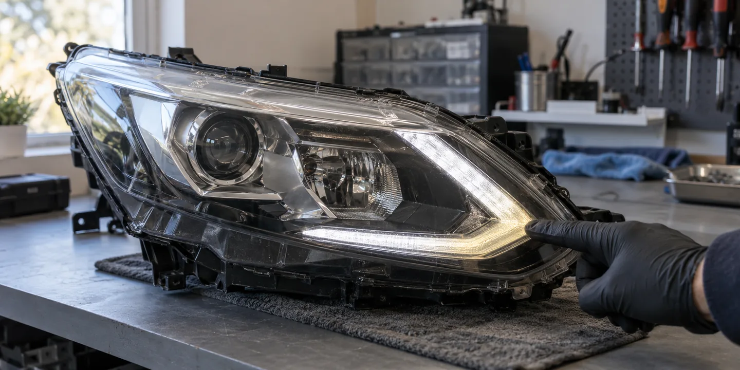 Ausgebauter Scheinwerfer des Nissan Qashqai: Tagfahrlicht nur noch teilweise hell